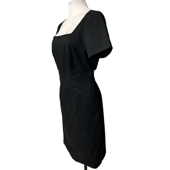 J Crew Sheath Dress 12 Black Short Sleeve Stretch Cotton Washable Career Casual - Picture 4 of 11
